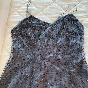 Gray Silk-Lined Beaded Camisole